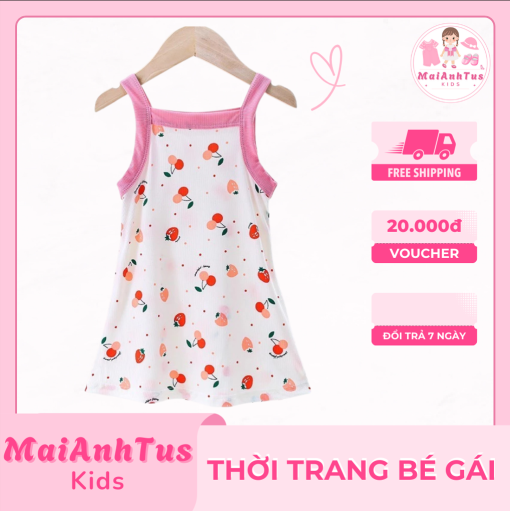 Váy bé gái 2 dây - Váy 2 dây chất tăm lạnh cho bé gái  - Thời trang bé gái MaiAnhTus Kids - Hình ảnh 8