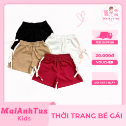 Quần đùi bé gái 2 sọc buộc nơ - Quần đùi siêu xinh cho bé gái - Thời trang MaiAnhTus Kids