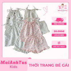 Bộ đồ sát nách cho bé gái - Bộ đồ sát nách 2 dây họa tiết xin cho bé gái - Thời trang bé gái MaiAnhTus Kids