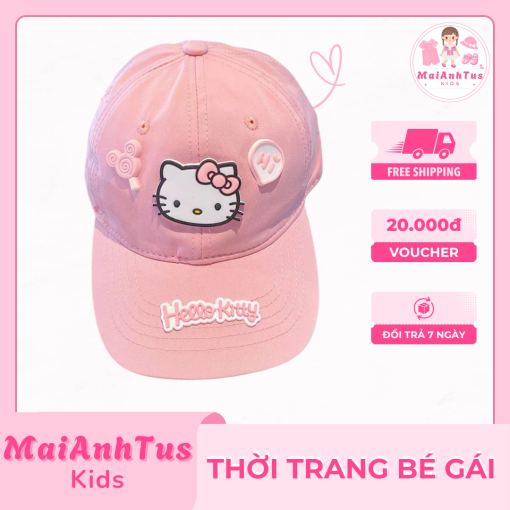 Mũ lưỡi chai cho bé gái - Mũ lưỡi chai hình Hello Kitty cho bé gái - Thời trang bé gái MaiAnhTus Kids - Hình ảnh 2