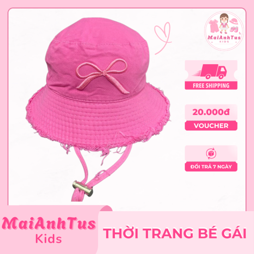 Mũ vành tròn tua rua cho bé gái - Mũ vành tròn thêu nơ cho bé gái - Thời trang bé gái MaiAnhTus Kids - Hình ảnh 2