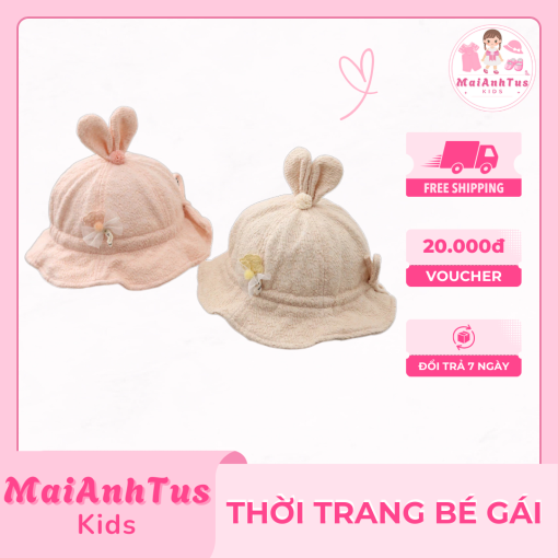 Mũ tai thỏ dễ thương cho bé gái - Mũ phong cách tiểu thư Hàn Quốc cho bé gái - Thời trang bé gái MaiAnhTus Kids - Hình ảnh 2