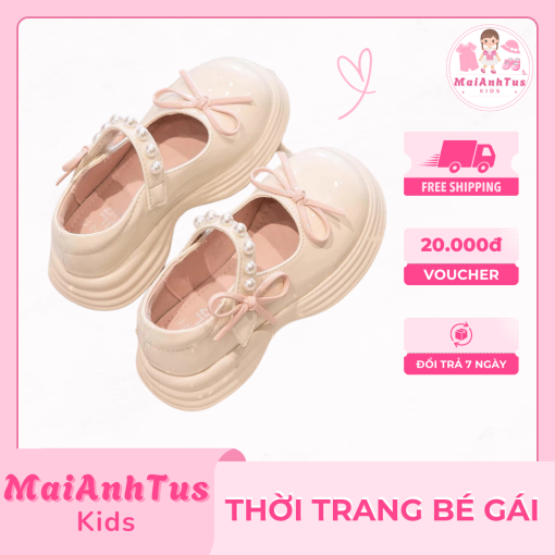 Giày da đế mềm cho bé gái - Giày công chúa cho bé gái - Thời trang bé gái MaiAnhTus Kids - Hình ảnh 5
