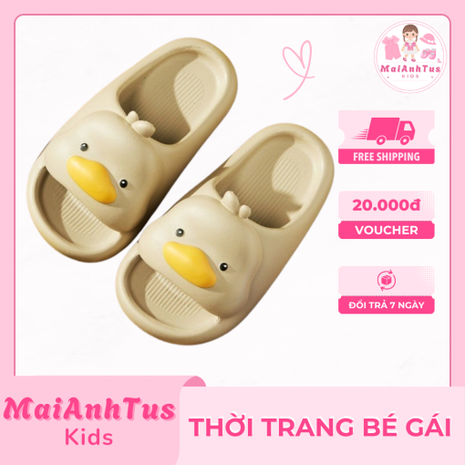 Dép lê đế dày mềm cho bé gái - Dép lê họa tiết vịt vàng cho bé gái - Thời trang bé gái MaiAnhTus Kids - Hình ảnh 2