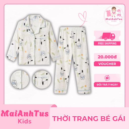 Bộ đồ ngủ cotton cho bé gái - Quần áo ngủ dài tay cho bé gái - Thời trang bé gái MaiAnhTus Kids - Hình ảnh 2