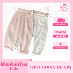 Quần dài thêu trái tim cho bé gái - Quần dài cho bé gái - Thời trang bé gái MaiAnhTus Kids