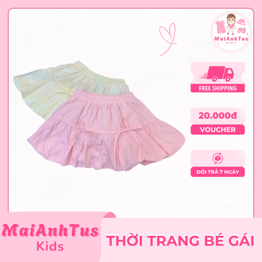 Chân váy bồng cho bé gái - Chân váy vải thô mềm mát cho bé gái - Thời trang bé gái MaiAnhTus Kids - Hình ảnh 2