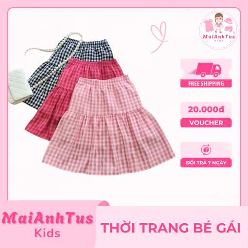 Chân váy xòe dáng dài cho bé gái - Chân váy 2 lớp chất thô, lụa đẹp cho bé gái - Thời trang bé gái MaiAnhTus Kids - Hình ảnh 2