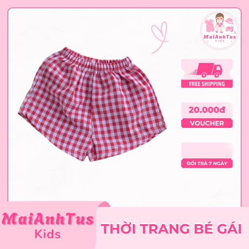 Quần đùi cho bé gái - Quần đùi kẻ caro cho bé gái - Thời trang bé gái MaiAnhTus Kids - Hình ảnh 2