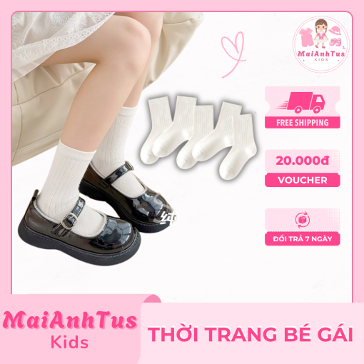 Set 5 đổi tất cho bé gái - Tất cotton thoáng khí cho bé gái - Thời trang bé gái MaiAnhTus Kids