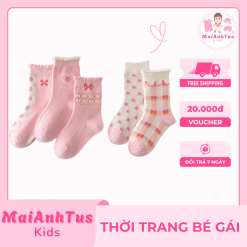 Set 5 đôi tất đan len cho bé gái - Tất đan len nhiều họa tiết cho bé gái - Thời trang bé gái MaiAnhTus Kids