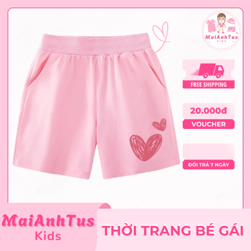 Quần đùi cho bé gái - Quần đùi hình trái tim cho bé gái - Thời trang bé gái MaiAnhTus Kids - Hình ảnh 2