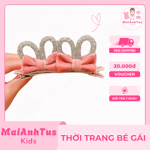 Set 2 chiếc kẹp nhung cho bé gái - Kẹp nhung nơ dễ thương cho bé gái - Thời trang bé gái MaiAnhTus Kids - Hình ảnh 2