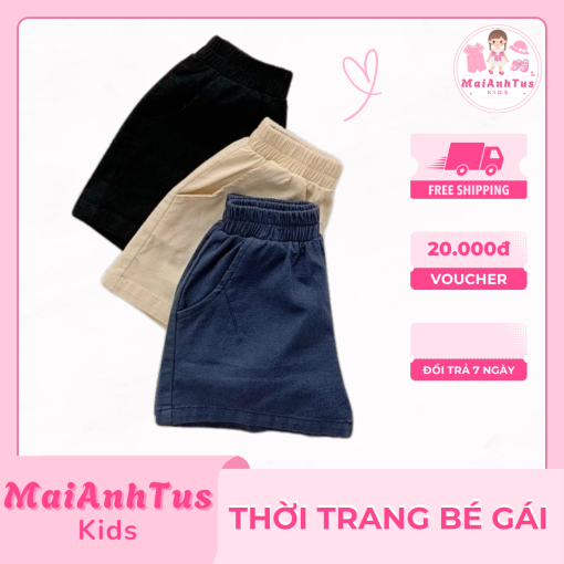 Quần đùi có túi cho bé gái - Quần đùi chất liệu kaki mềm cho bé gái - Thời trang bé gái MaiAnhTus Kids - Hình ảnh 3