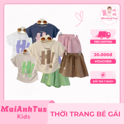 Set đồ mùa hè cho bé gái - Set bộ bé gái mẫu HI cho bé gái - Thời trang bé gái MaiAnhTus Kids