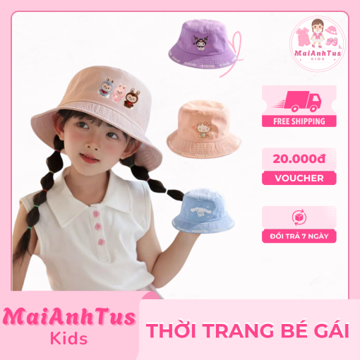 Mũ bucket cho bé gái - Mũ bucket hoạt hình cho bé gái - Thời trang bé gái MaiAnhTus Kids