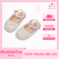 Giày búp bê bé gái - Giày hoa hồng hở gót cao cấp cho bé gái - Thời trang bé gái MaiAnhTus Kids
