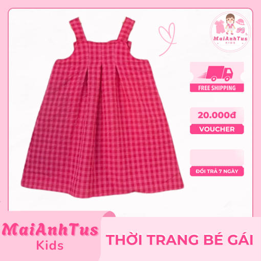 Váy bé gái kẻ caro - Váy kẻ caro có nơ cho bé gái - Thời trang bé gái MaiAnhTus Kids - Hình ảnh 3