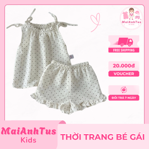 Bộ đồ sát nách cho bé gái - Bộ đồ sát nách 2 dây họa tiết xin cho bé gái - Thời trang bé gái MaiAnhTus Kids - Hình ảnh 3