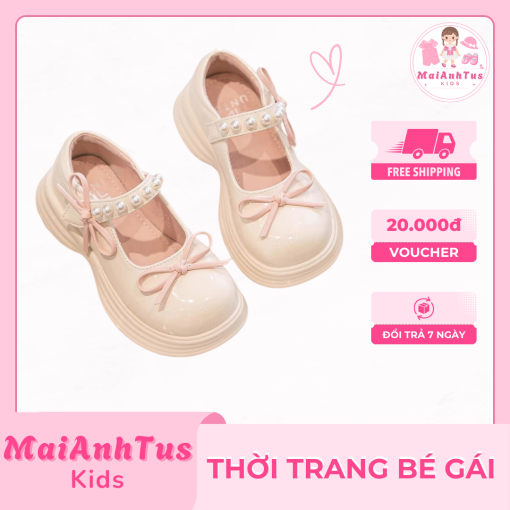 Giày da đế mềm cho bé gái - Giày công chúa cho bé gái - Thời trang bé gái MaiAnhTus Kids - Hình ảnh 6