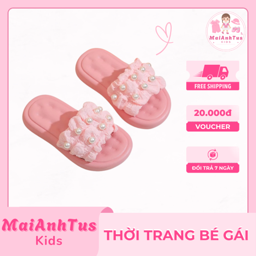 Dép quai vải nhún đính đá cho bé gái - Dép bé gái - Thời trang bé gái MaiAnhTus Kids - Hình ảnh 2