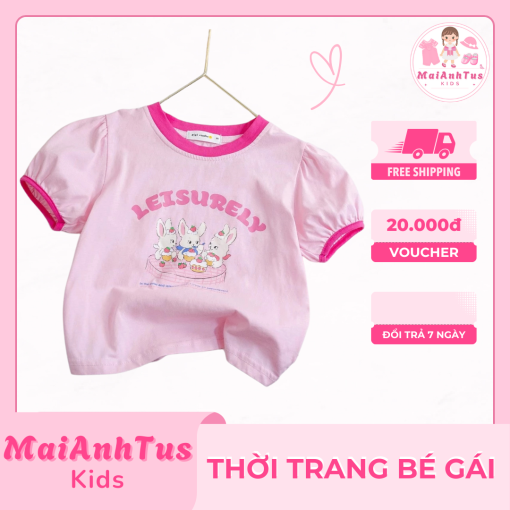 Áo thun cộc tay cho bé gái - Áo thun tay bồng cho bé gái - Thời trang bé gái MaiAnhTus Kids - Hình ảnh 2