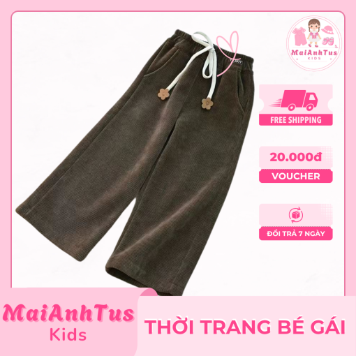 Quần dài ống rộng cho bé gái - Quần ống rộng vải co giãn cho bé gái - Thời trang bé gái MaiAnhTus Kids - Hình ảnh 3