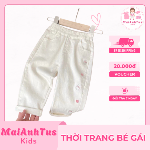 Quần dài thêu trái tim cho bé gái - Quần dài cho bé gái - Thời trang bé gái MaiAnhTus Kids - Hình ảnh 2