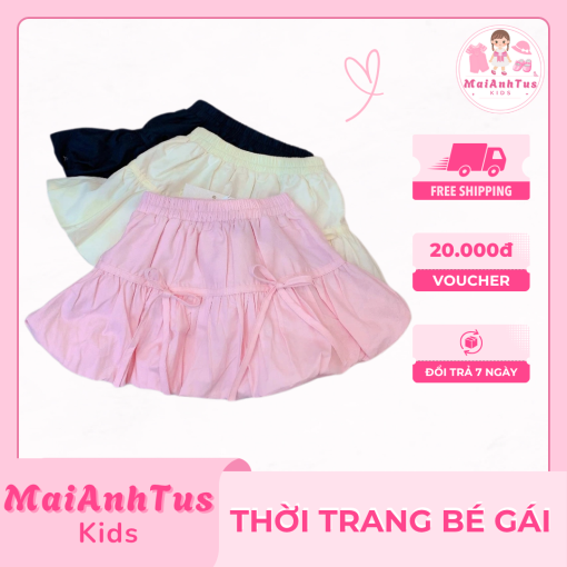 Chân váy bồng cho bé gái - Chân váy vải thô mềm mát cho bé gái - Thời trang bé gái MaiAnhTus Kids - Hình ảnh 3