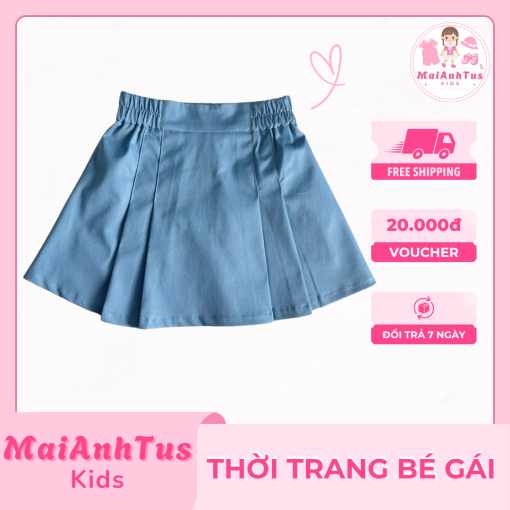 Chân váy xếp ly cho bé gái - Chân váy chất kaki cotton mềm mát cho bé gái - Thời trang bé gái MaiAnhTus Kids - Hình ảnh 3