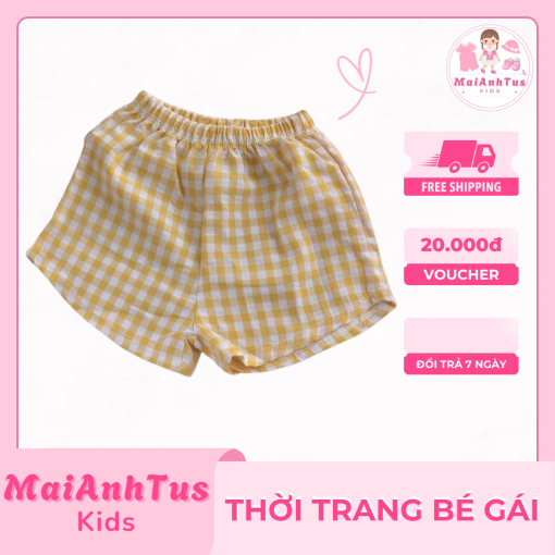 Quần đùi cho bé gái - Quần đùi kẻ caro cho bé gái - Thời trang bé gái MaiAnhTus Kids - Hình ảnh 3