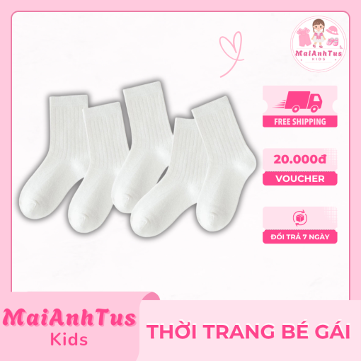 Set 5 đổi tất cho bé gái - Tất cotton thoáng khí cho bé gái - Thời trang bé gái MaiAnhTus Kids - Hình ảnh 2