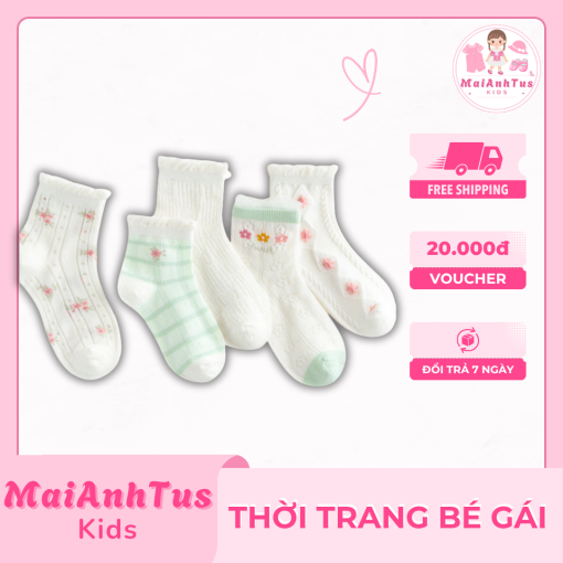 Set 5 đôi tất hoạt tiết xinh yêu cho bé gái - Tất nơ mỏng ngọt ngào thoáng khí cho bé gái - Thời trang bé gái MaiAnhTus Kids - Hình ảnh 3