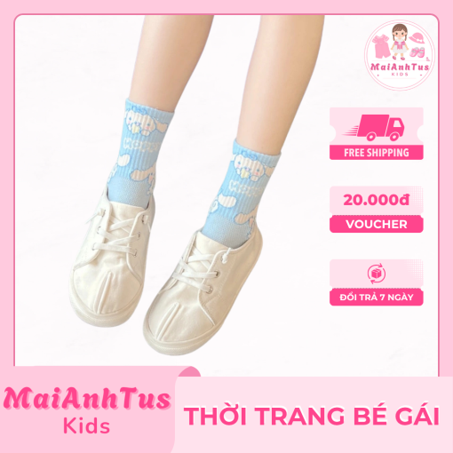 Set 5 đôi tất phối lưới thoáng khí cho bé gái - Tất cotton in chữ dễ thương cho bé gái - Thời trang bé gái MaiAnhTus Kids - Hình ảnh 6