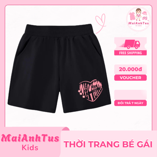 Quần đùi cho bé gái - Quần đùi hình trái tim cho bé gái - Thời trang bé gái MaiAnhTus Kids - Hình ảnh 3