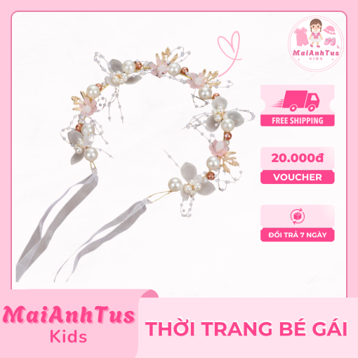 Vòng hoa công chúa cho bé gái - Vòng vương miện đeo đầu cho bé gái - Thời trang bé gái MaiAnhTus Kids - Hình ảnh 3