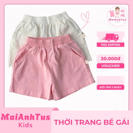 Quần đùi có túi cho bé gái - Quần đùi chất liệu kaki mềm cho bé gái - Thời trang bé gái MaiAnhTus Kids - Hình ảnh 4