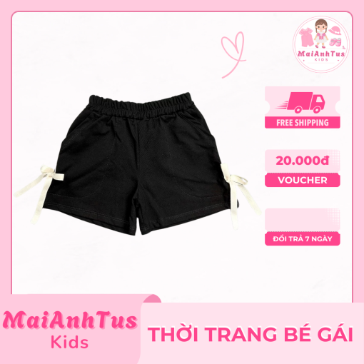 Quần đùi bé gái 2 sọc buộc nơ - Quần đùi siêu xinh cho bé gái - Thời trang MaiAnhTus Kids - Hình ảnh 2