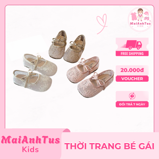 Giày bệt cho bé gái - Giày bệt phối ren thêu hoa cho bé gái - Thời trang bé gái MaiAnhTus Kids - Hình ảnh 7