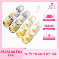 Dép lê đế dày mềm cho bé gái - Dép lê họa tiết vịt vàng cho bé gái - Thời trang bé gái MaiAnhTus Kids