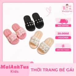Dép quai vải nhún đính đá cho bé gái - Dép bé gái - Thời trang bé gái MaiAnhTus Kids