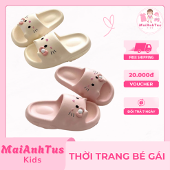 Dép mặt mèo dễ thương cho bé gái - Dép đế mềm chống trơn trượt cho bé gái - Thời trang bé gái MaiAnhTus Kids