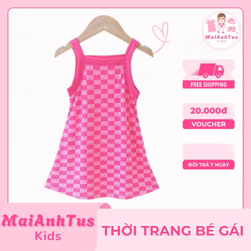 Váy bé gái 2 dây - Váy 2 dây chất tăm lạnh cho bé gái  - Thời trang bé gái MaiAnhTus Kids - Hình ảnh 4