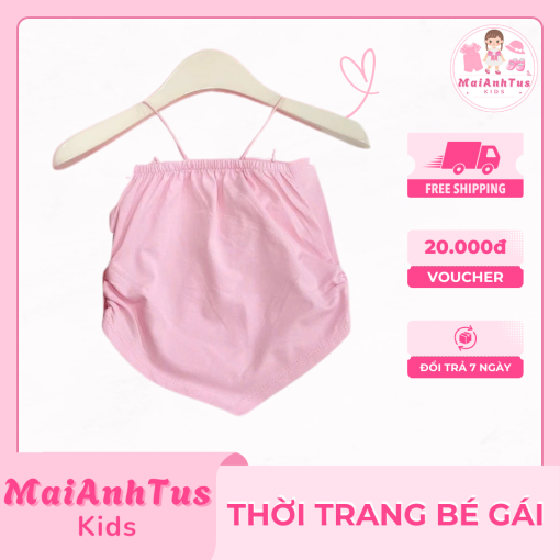 Set áo 2 giây, quần đùi và áo sơ mi hồng cho bé gái - Set bộ đùi áo 2 giây sơ mi hồng cho bé gái - Thời trang bé gái MaiAnhTus Kids - Hình ảnh 4