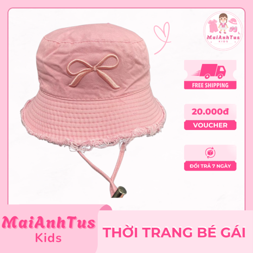 Mũ vành tròn tua rua cho bé gái - Mũ vành tròn thêu nơ cho bé gái - Thời trang bé gái MaiAnhTus Kids - Hình ảnh 4