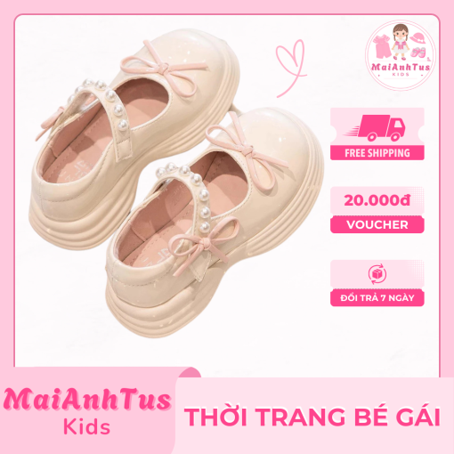 Giày da đế mềm cho bé gái - Giày công chúa cho bé gái - Thời trang bé gái MaiAnhTus Kids - Hình ảnh 7