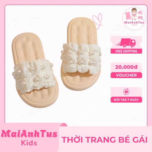 Dép quai vải nhún đính đá cho bé gái - Dép bé gái - Thời trang bé gái MaiAnhTus Kids - Hình ảnh 3