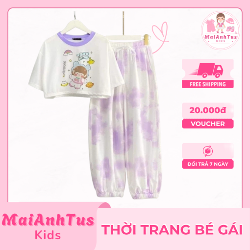 Set bộ croptop cho bé gái - Bộ áo croptop quần dài cho bé gái - Thời trang bé gái MaiAnhTus Kids - Hình ảnh 4