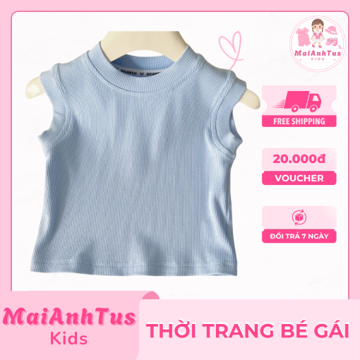 Set bộ áo thun cùng quần dài cho bé gái - Áo thun 3 lỗ cùng quần nơ kẻ sọc cho bé gái - Thời trang bé gái MaiAnhTus Kids - Hình ảnh 4