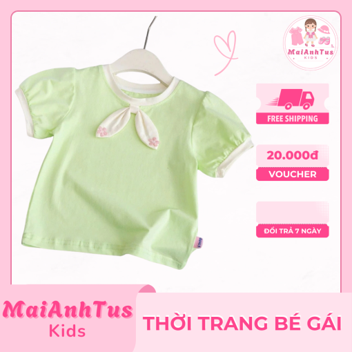 Áo thun cộc tay cho bé gái - Áo thun tay bồng cho bé gái - Thời trang bé gái MaiAnhTus Kids - Hình ảnh 3